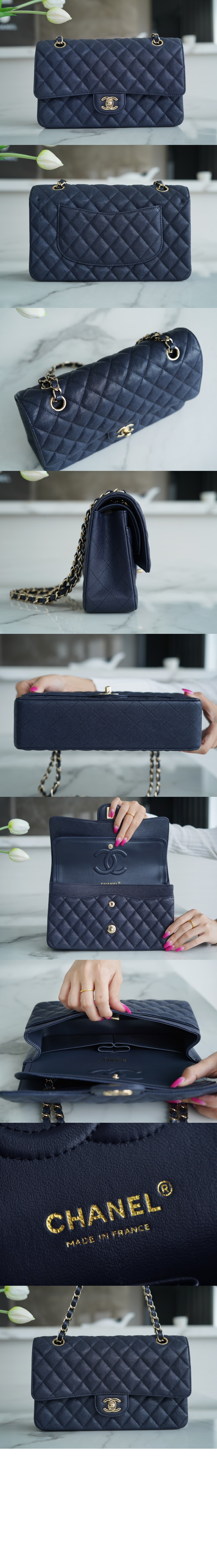 샤넬 클래식 캐비어 미듐 샴페인골드 A01112