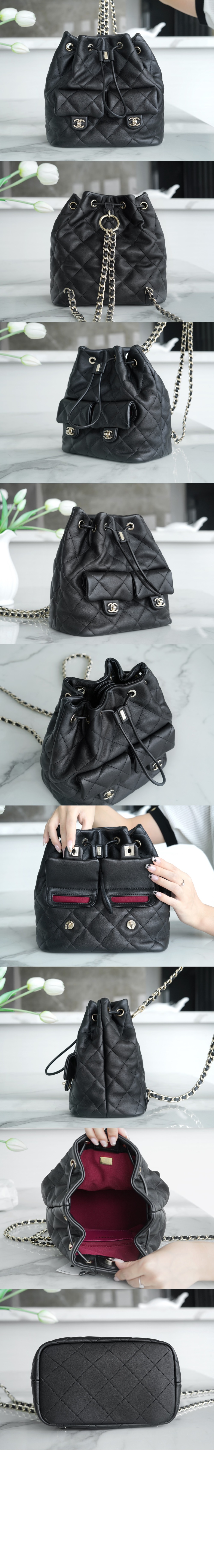 샤넬 투 포켓 드로스트링 백팩 AS4342