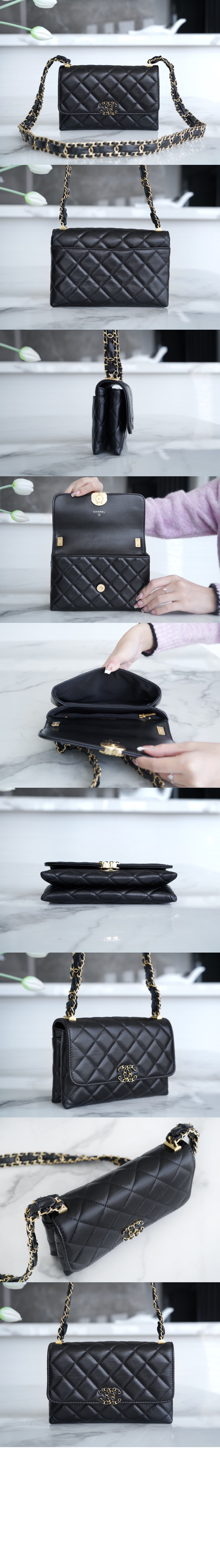 샤넬 체인 더블 포켓 플랩백 AP3572