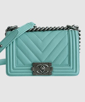 샤넬 보이백 스몰 티파니블루 은장 캐비어