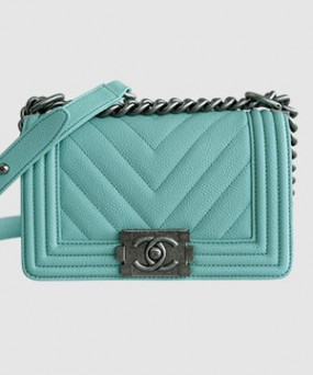 샤넬 보이백 스몰 티파니블루 은장 캐비어