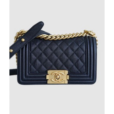 샤넬 보이백 스몰 다크블루 금장 캐비어