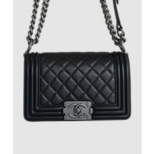 샤넬 보이백 스몰 블랙 은장 램스킨