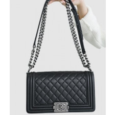 샤넬 캐비어 보이백 라지 실버 버클