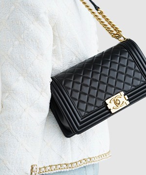 샤넬 램스킨 보이백 미듐 골드 버클