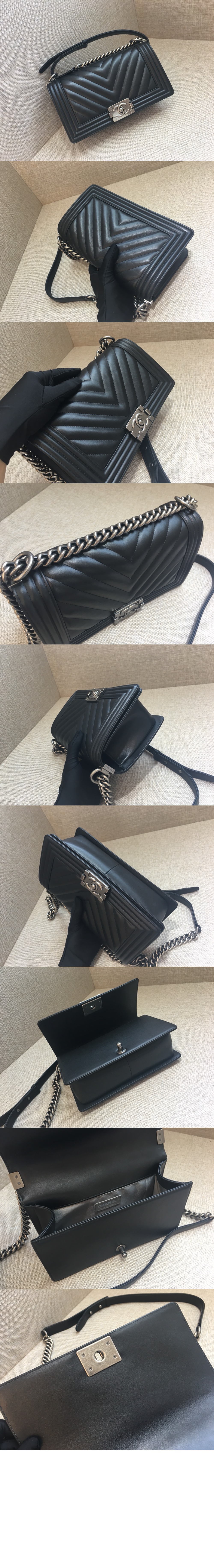 샤넬 쉐브론 보이백 램스킨 미듐 A67086