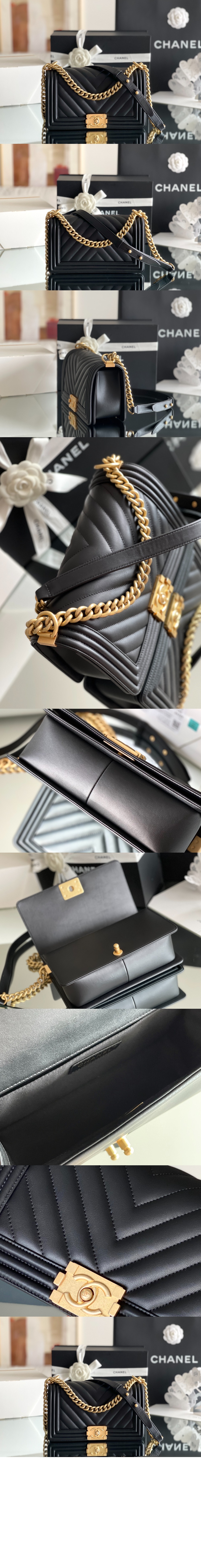 샤넬 쉐브론 보이백 램스킨 미듐 A67086