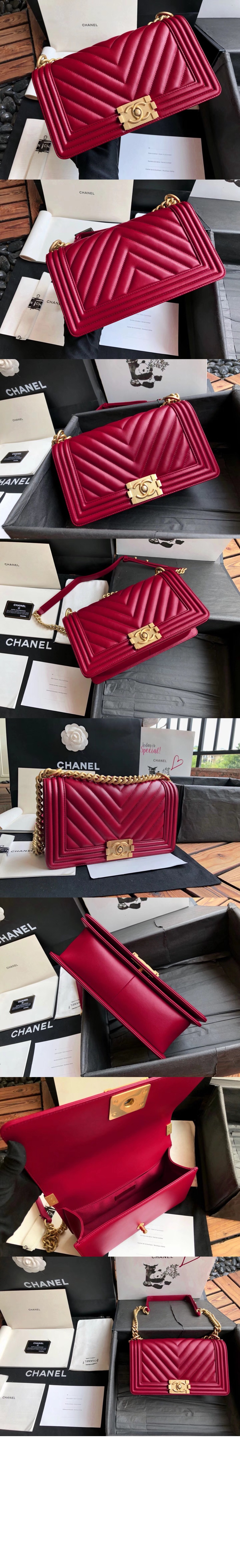 샤넬 쉐브론 보이백 램스킨 미듐 인기색상 A67086