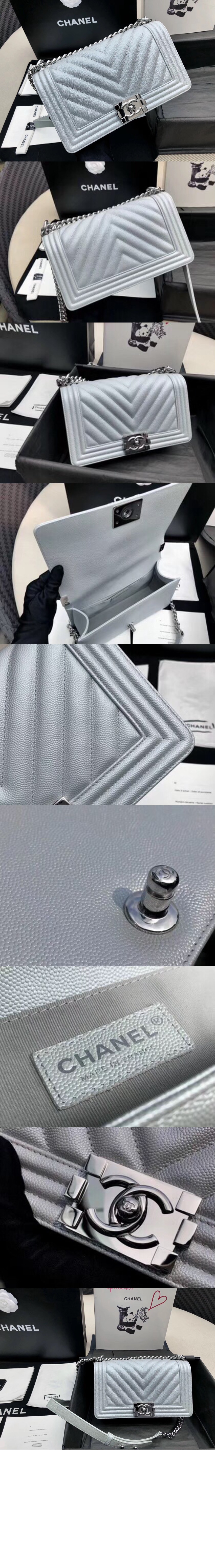 샤넬 쉐브론 보이백 캐비어 미듐 인기색상 A67086