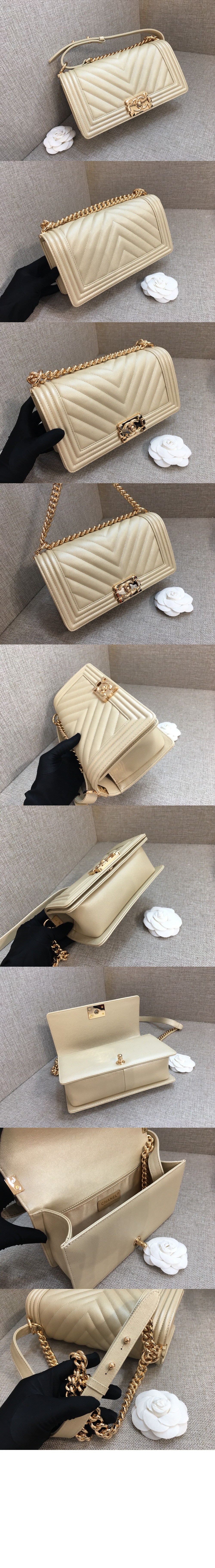 샤넬 쉐브론 보이백 캐비어 미듐 인기색상 A67086