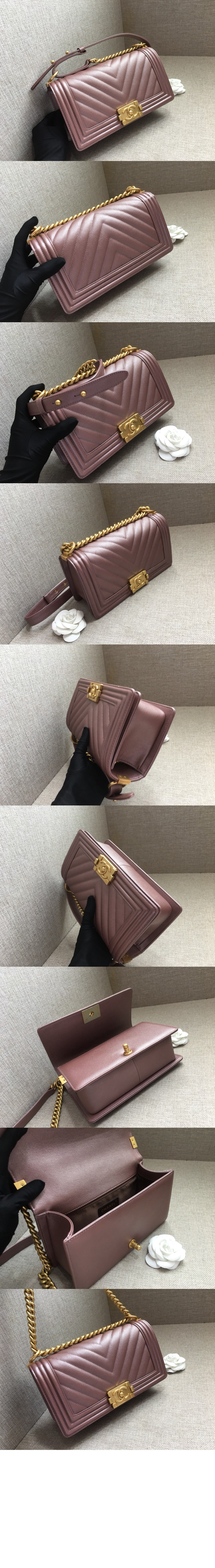 샤넬 쉐브론 보이백 캐비어 미듐 인기색상 A67086