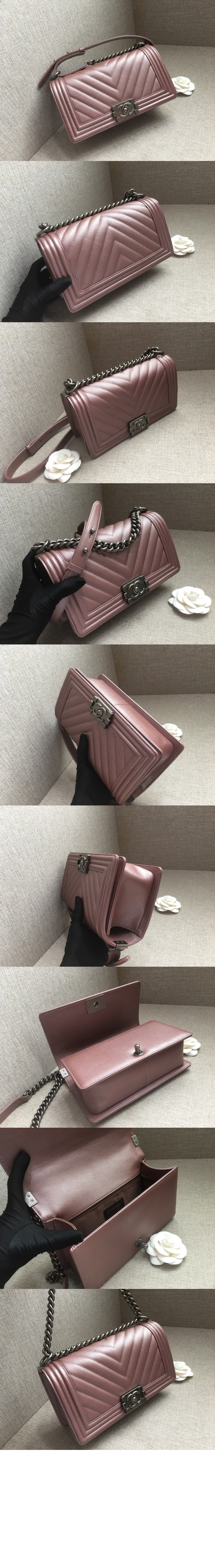 샤넬 쉐브론 보이백 캐비어 미듐 인기색상 A67086