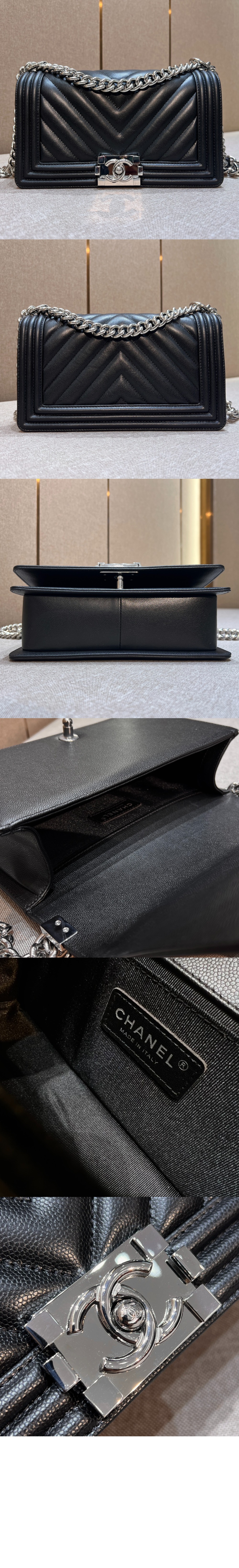 샤넬 쉐브론 보이백 캐비어 미듐 A67086