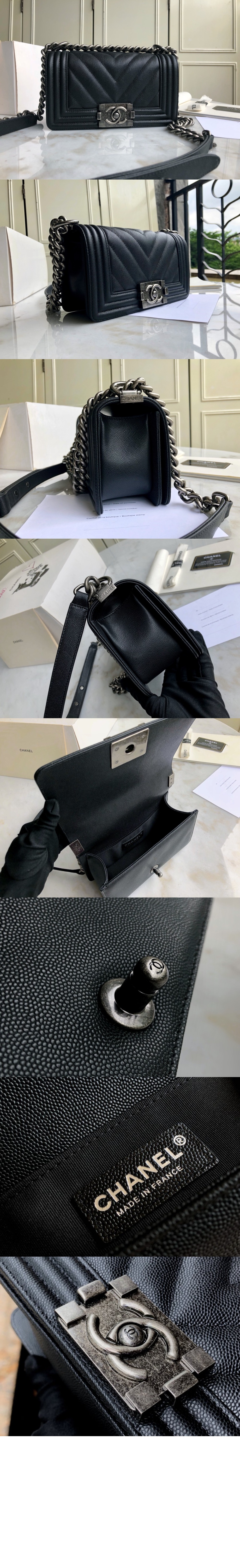 샤넬 쉐브론 보이백 캐비어 스몰 A67085