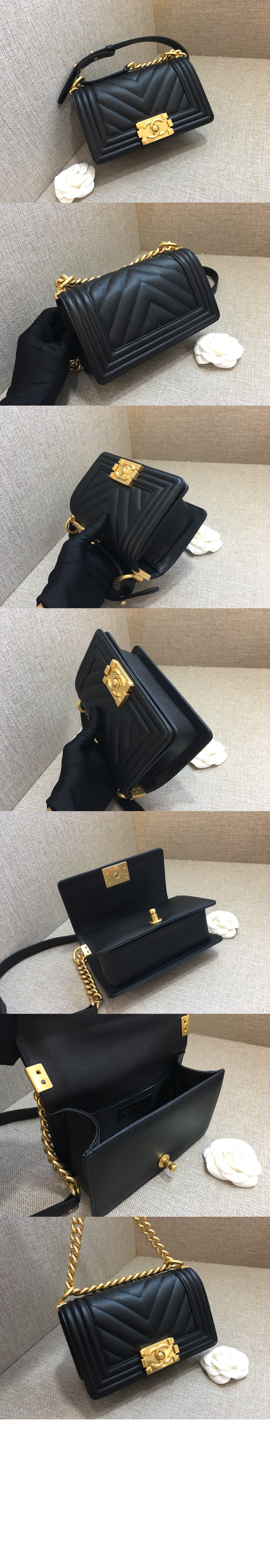 샤넬 쉐브론 보이백 캐비어 스몰 A67085