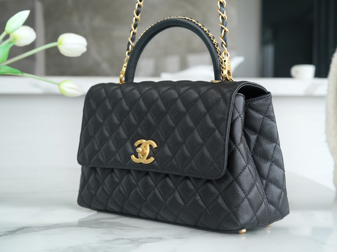 샤넬 코코핸들 체인 블랙 미듐 캐비어