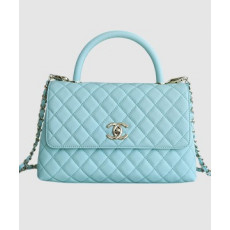 샤넬 코코핸들 체인 라이트블루 미듐 캐비어