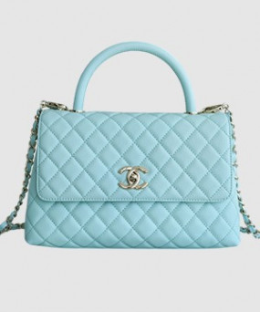샤넬 코코핸들 체인 라이트블루 미듐 캐비어