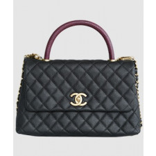 샤넬 코코핸들 블랙 리자드 미듐 캐비어