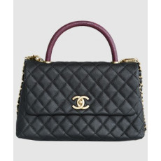 샤넬 코코핸들 블랙 리자드 미듐 캐비어