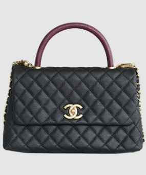 샤넬 코코핸들 블랙 리자드 미듐 캐비어