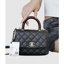 샤넬 코코핸들 블랙 리자드 미니 캐비어