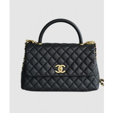 샤넬 코코핸들 블랙 금장 미듐 캐비어