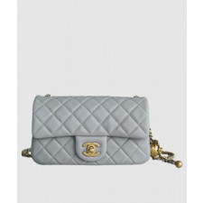 샤넬 클래식 골드볼 플랩백 미니 그레이