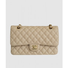 샤넬 클래식 미듐 베이지 금장 캐비어