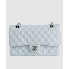 샤넬 클래식 미듐 화이트 은장 캐비어