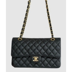 샤넬 클래식 미듐 블랙 금장 캐비어