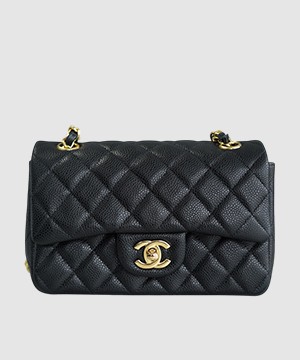 샤넬 클래식 미니 블랙 금장 캐비어