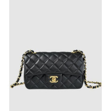 샤넬 클래식 미니 블랙 금장 램스킨