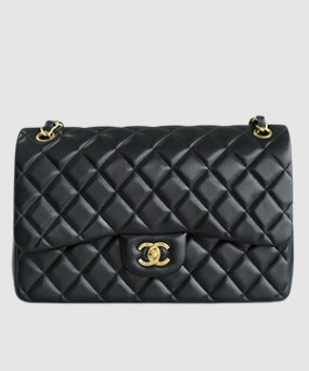 샤넬 클래식 라지 블랙 금장 램스킨