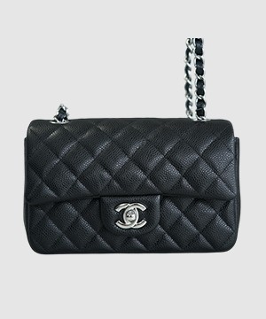 샤넬 클래식 미니 블랙 은장 캐비어