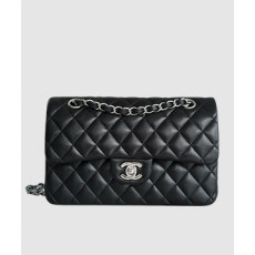 샤넬 클래식 스몰 블랙 은장 램스킨