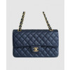 샤넬 클래식 미듐 다크블루 금장