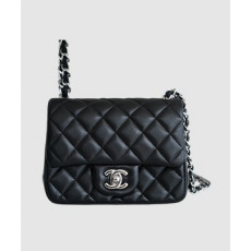 샤넬 클래식 뉴미니 블랙 은장 램스킨