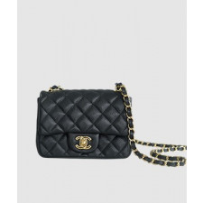 샤넬 클래식 뉴미니 블랙 금장 캐비어