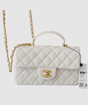 샤넬 클래식 뉴미니 탑핸들 플랩백 화이트 캐비어