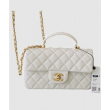 샤넬 클래식 뉴미니 탑핸들 플랩백 화이트 캐비어