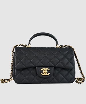 샤넬 클래식 뉴미니 탑핸들 플랩백 블랙 캐비어