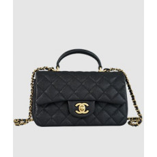샤넬 클래식 뉴미니 탑핸들 플랩백 블랙 캐비어
