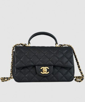 샤넬 클래식 뉴미니 탑핸들 플랩백 블랙 캐비어