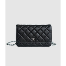 샤넬 클래식 WOC 블랙 은장 램스킨