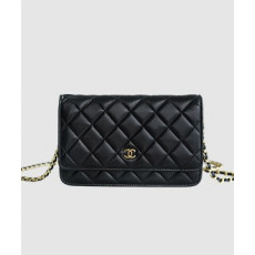 샤넬 클래식 WOC 블랙 금장 램스킨