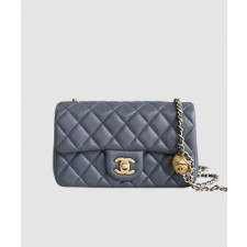 샤넬 클래식 메탈볼 플랩백 그레이 금장 램스킨