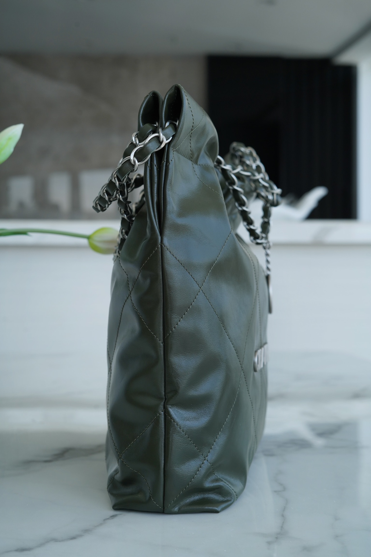 샤넬 22백 스몰 그린 은장