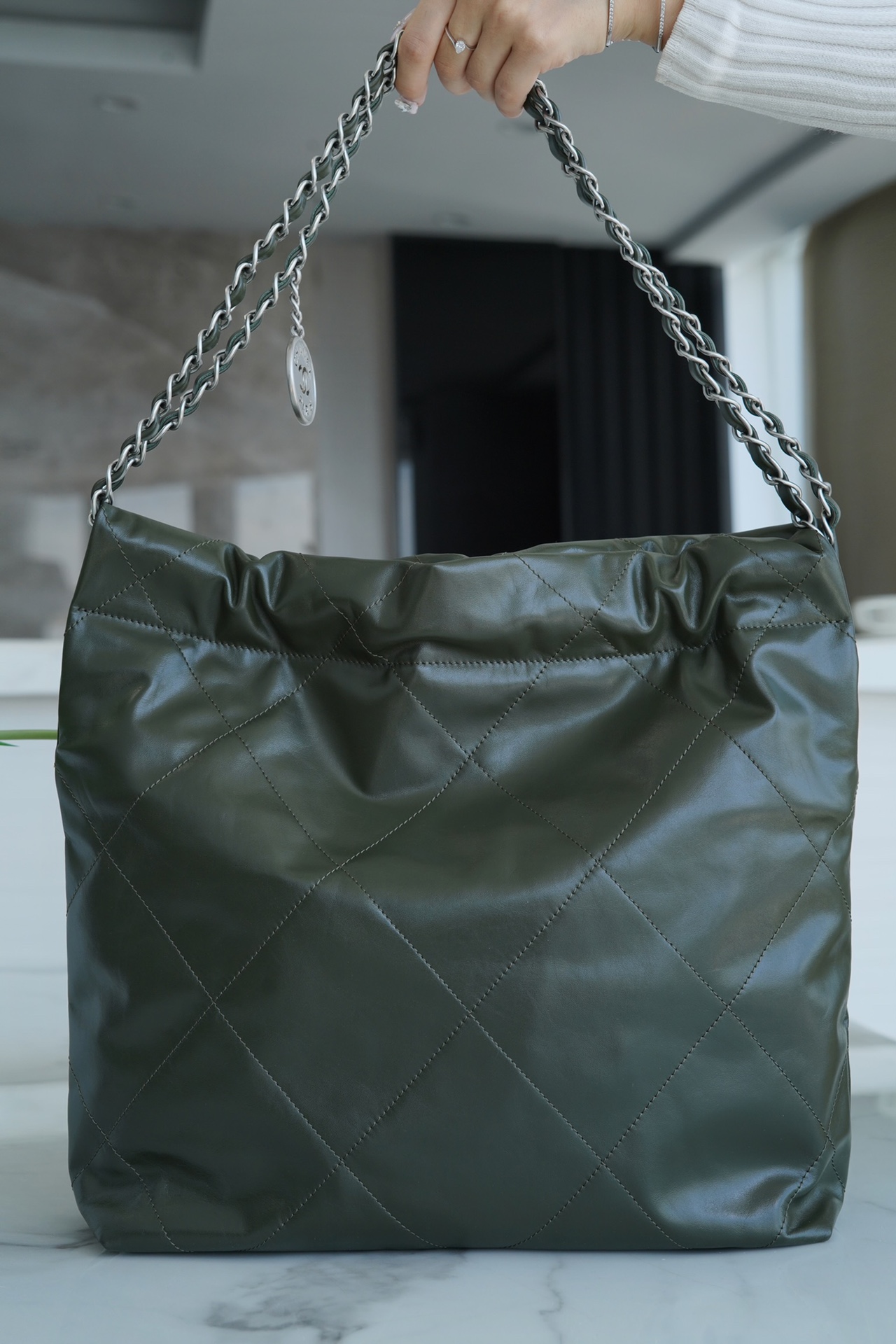 샤넬 22백 스몰 그린 은장