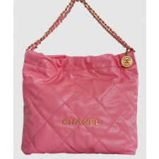 샤넬 22백 미듐 코랄핑크 금장